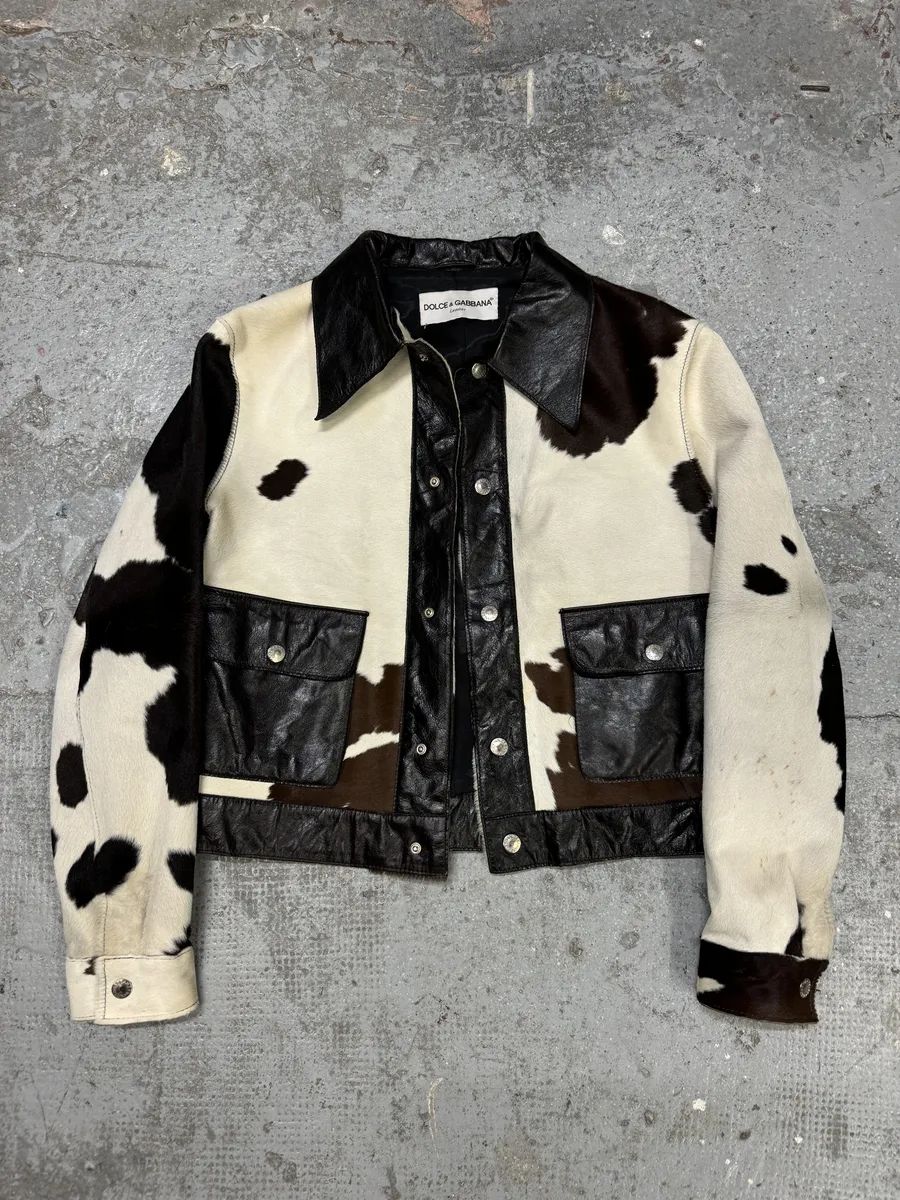 FW1996 Dolce & Gabbana Pony Hair Cow Effect Leather Jacket - Image 5