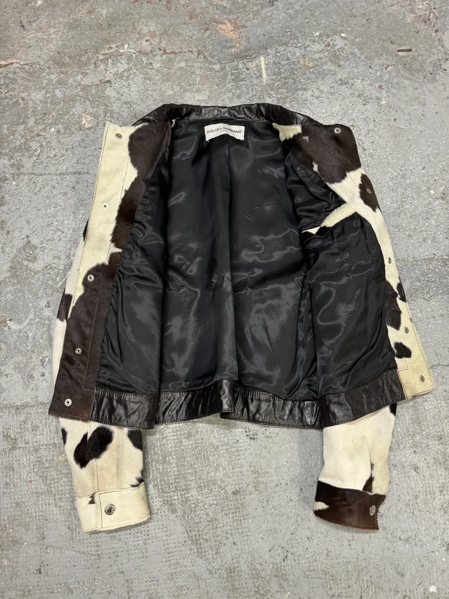 FW1996 Dolce & Gabbana Pony Hair Cow Effect Leather Jacket - Image 6