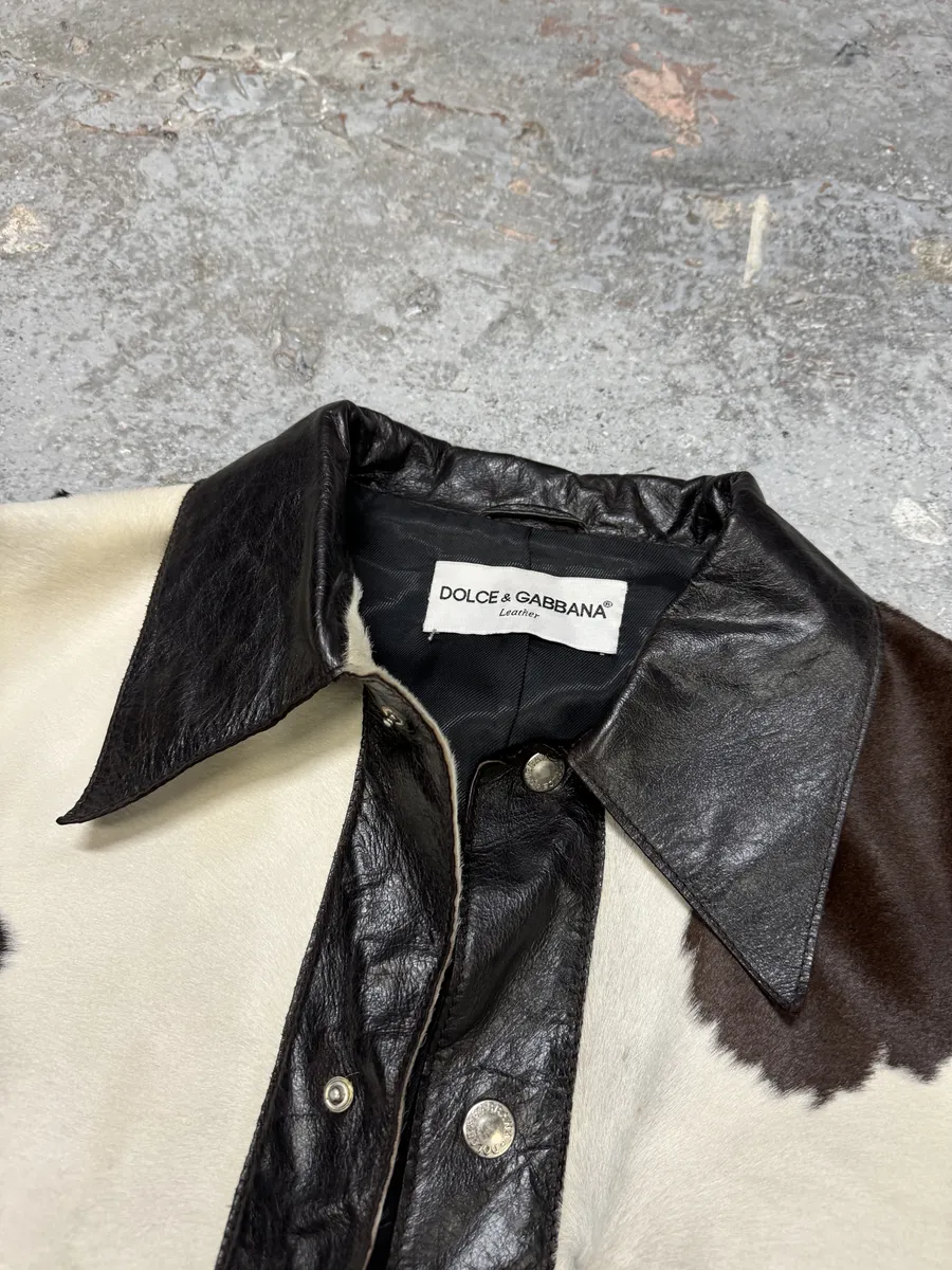 FW1996 Dolce & Gabbana Pony Hair Cow Effect Leather Jacket - Image 7