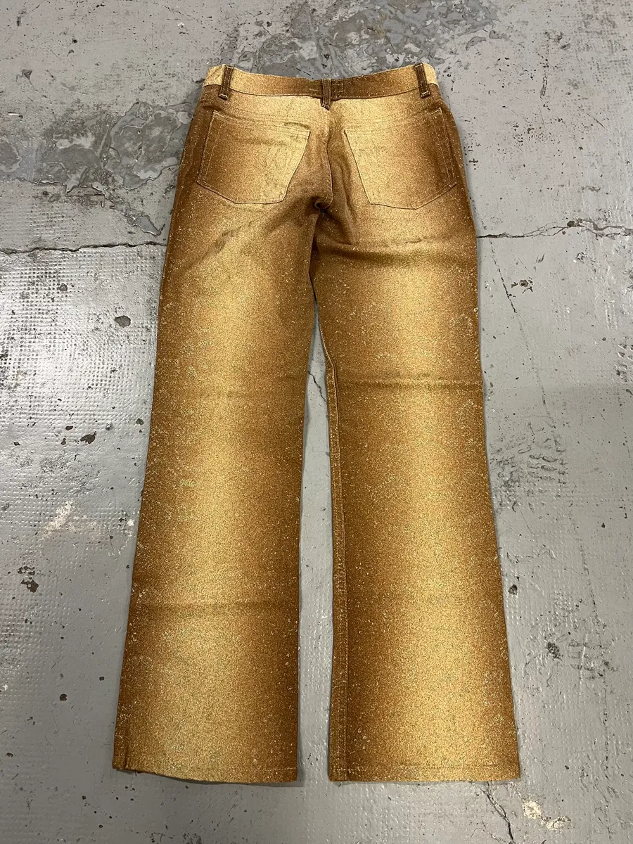 FW1998 Roberto Cavalli Python Effect Gold Glitter Pants - Image 8