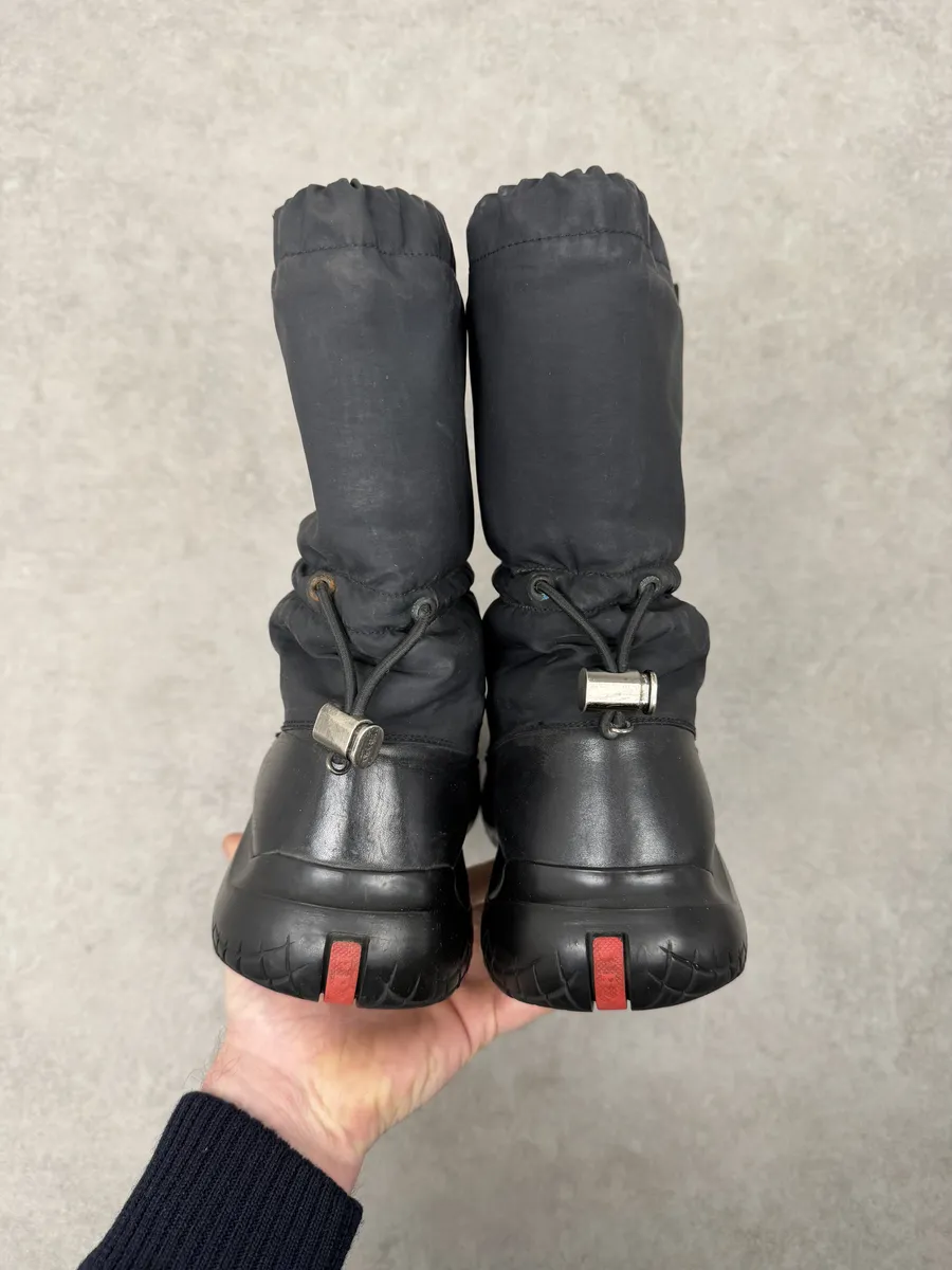FW1999 Prada Black Hybrid Leather Boots - Image 13