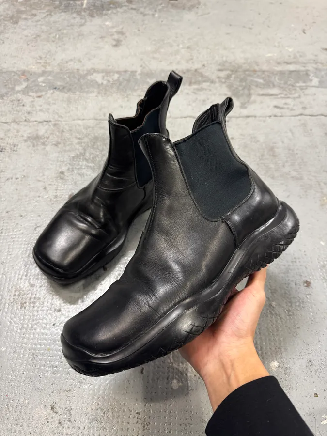 FW1999 Prada Black Leather Vibram Boots