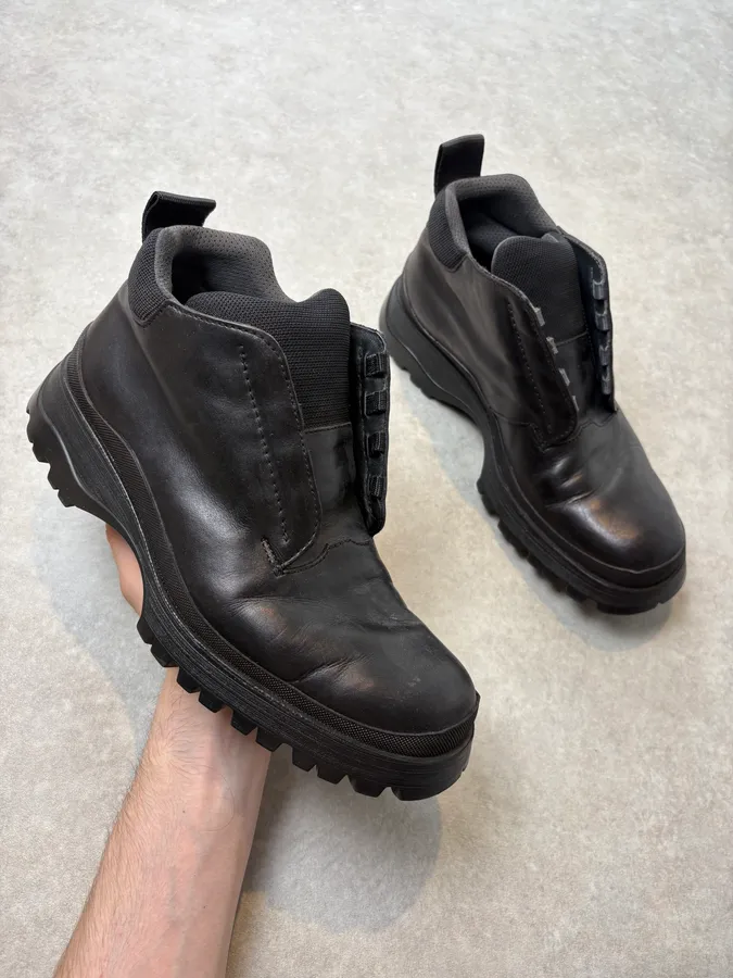 FW1999 Prada Black Leather Vibram Boots