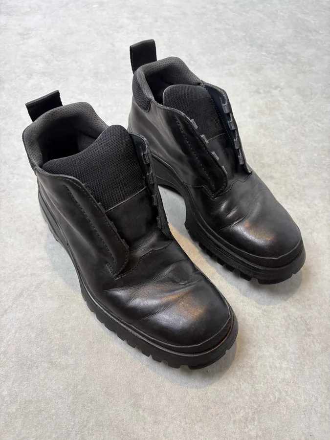 FW1999 Prada Black Leather Vibram Boots - Image 4