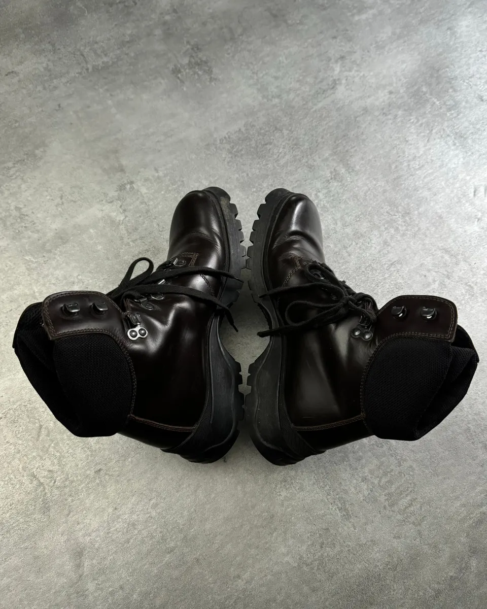 FW1999 Prada Brown Leather Hiking Boots - Image 7