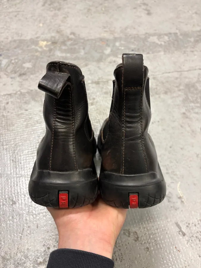 FW1999 Prada Brown Leather Vibram Boots - Image 7