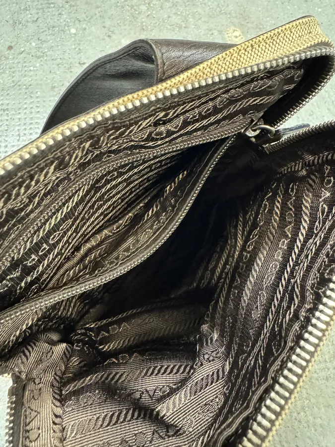 FW1999 Prada Crossbody Beige Linen & Leather Bag - Image 7