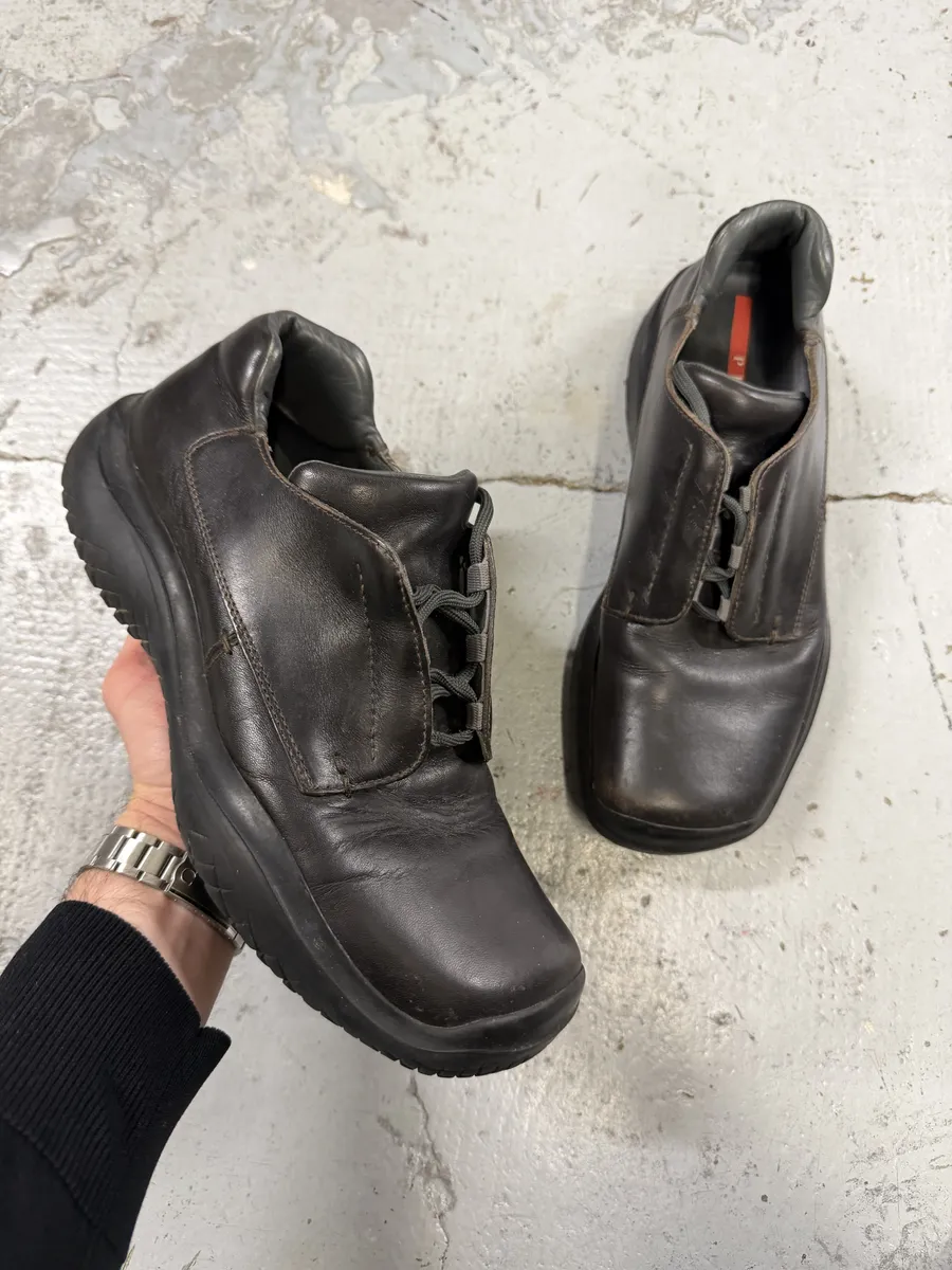 FW1999 Prada Dark Brown Leather Vibram Boots