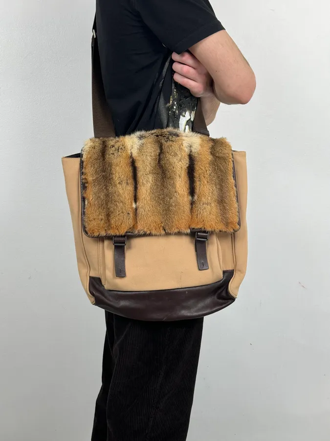 FW1999 Prada Fur Beige Shoulder Bag - Image 3