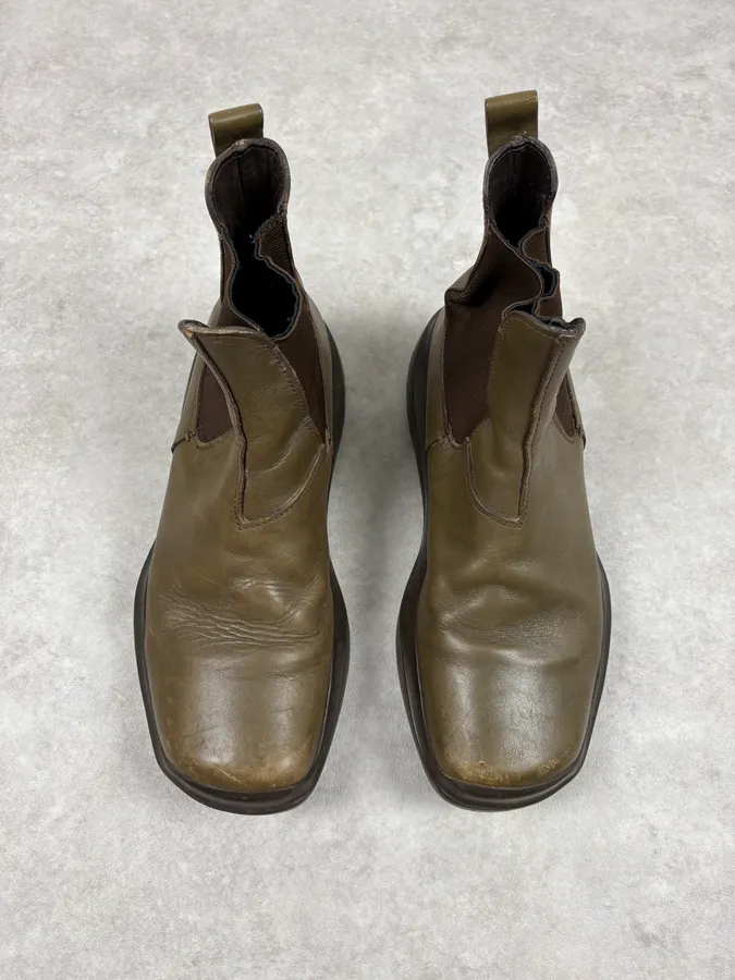 FW1999 Prada Green Forest Leather Vibram Ankle Boots - Image 2