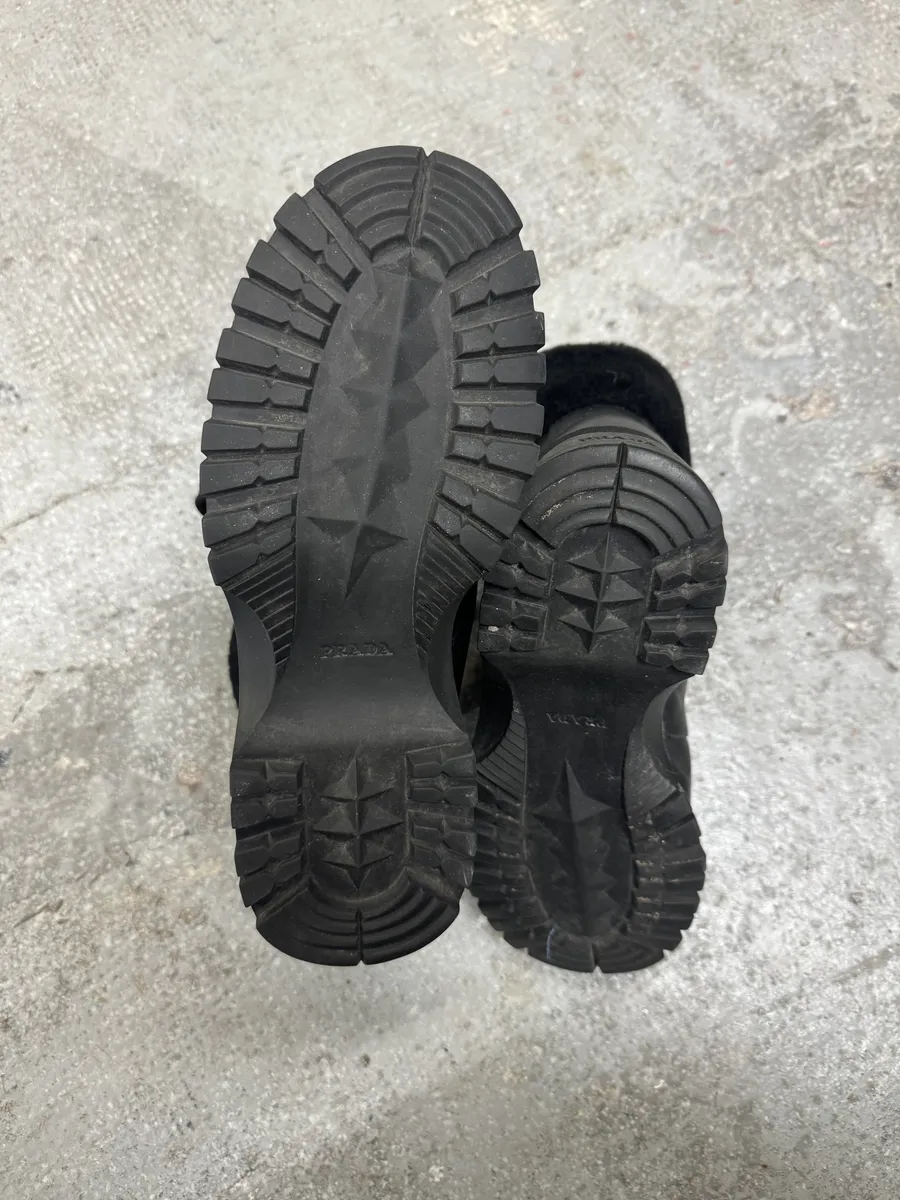 FW1999 Prada High Black Leather Vibram Boots - Image 7