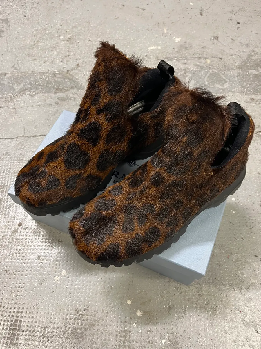 FW1999 Prada Leopard Print Pony Hair Mule Boots - Image 2
