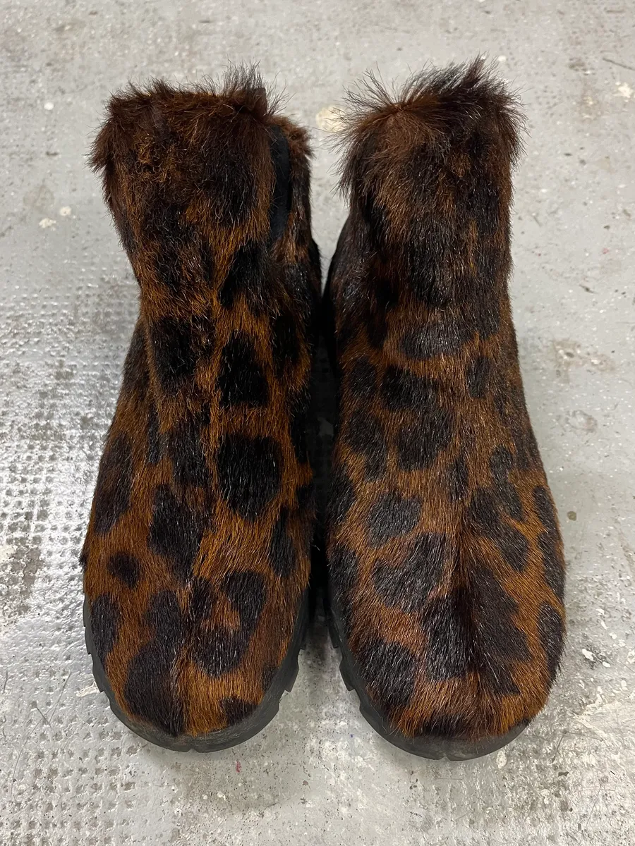 FW1999 Prada Leopard Print Pony Hair Mule Boots - Image 6