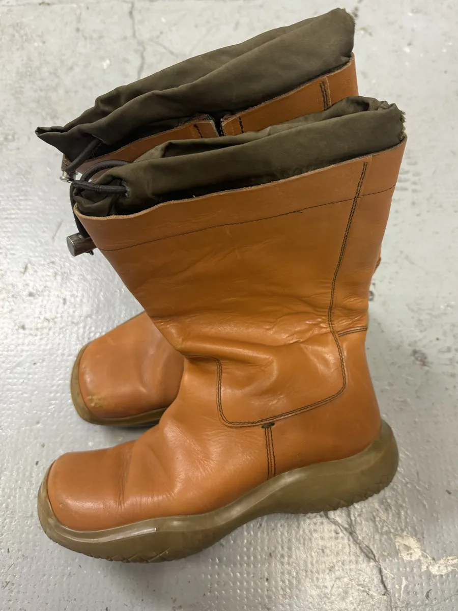 FW1999 Prada Orange Ankle Leather Boots