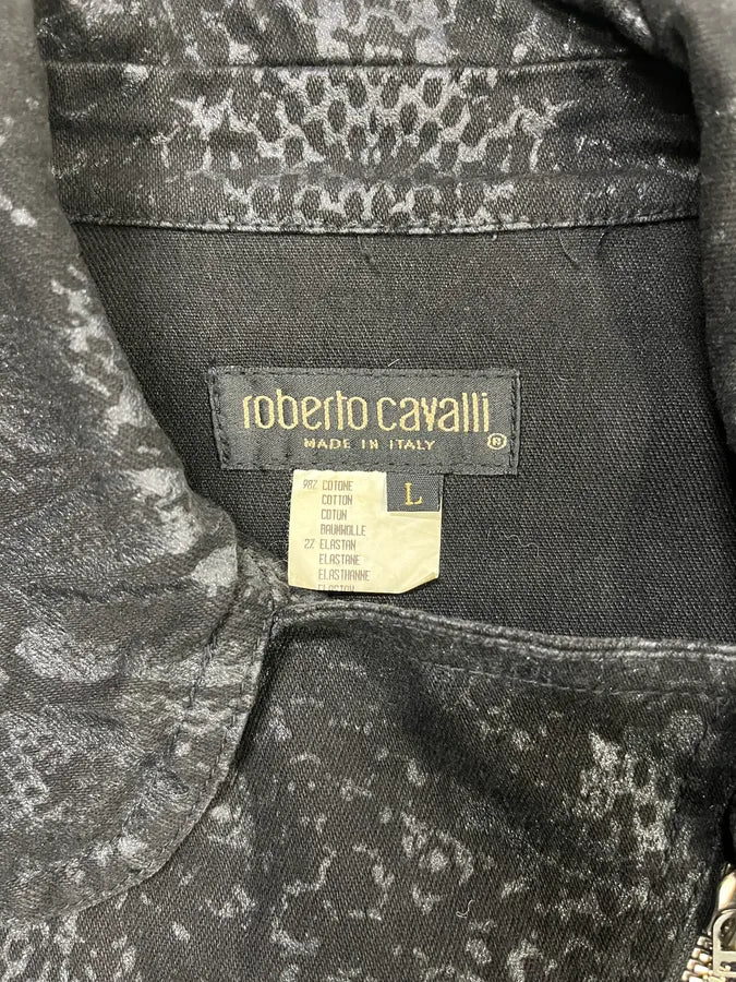FW1999 Roberto Cavalli Black Obscure Leopard Print Biker Jacket - Image 9