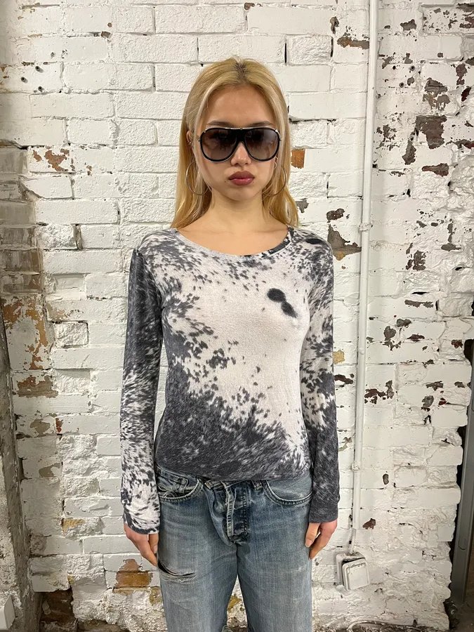 FW1999 Roberto Cavalli Blue Cow Print Longsleeves
