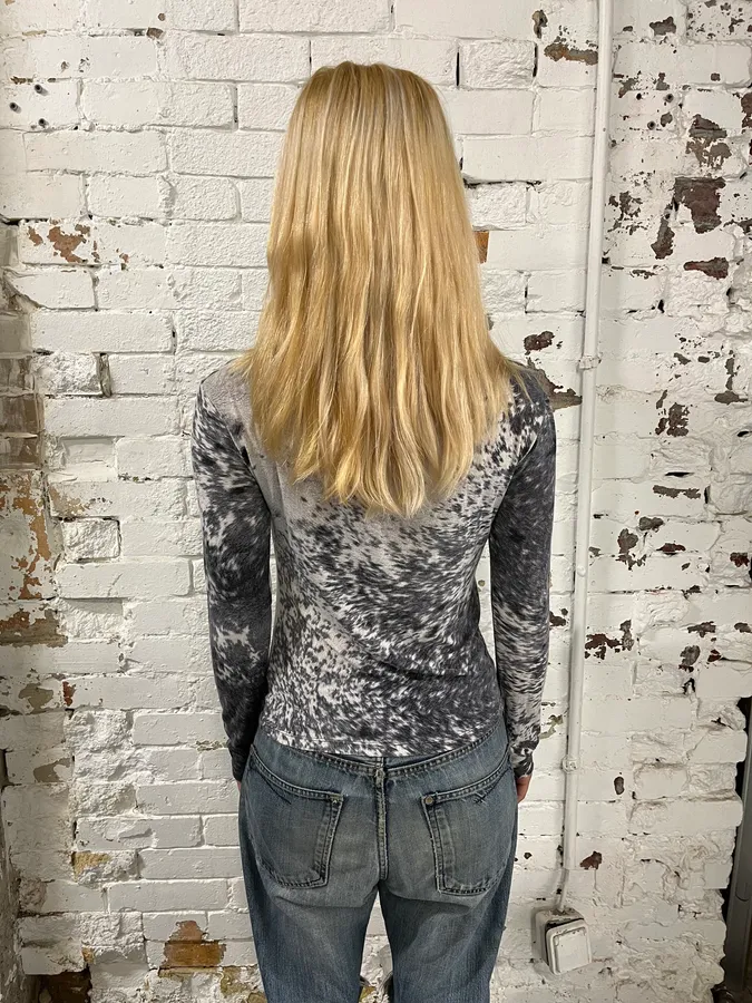 FW1999 Roberto Cavalli Blue Cow Print Longsleeves - Image 2
