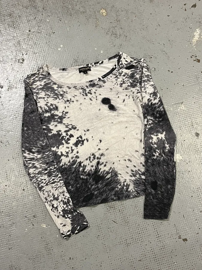 FW1999 Roberto Cavalli Blue Cow Print Longsleeves - Image 3