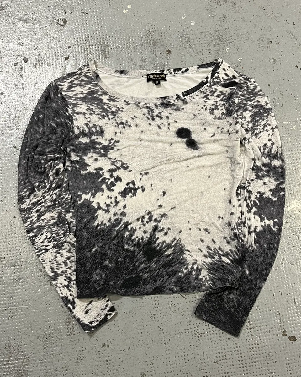 FW1999 Roberto Cavalli Blue Cow Print Longsleeves - Image 4