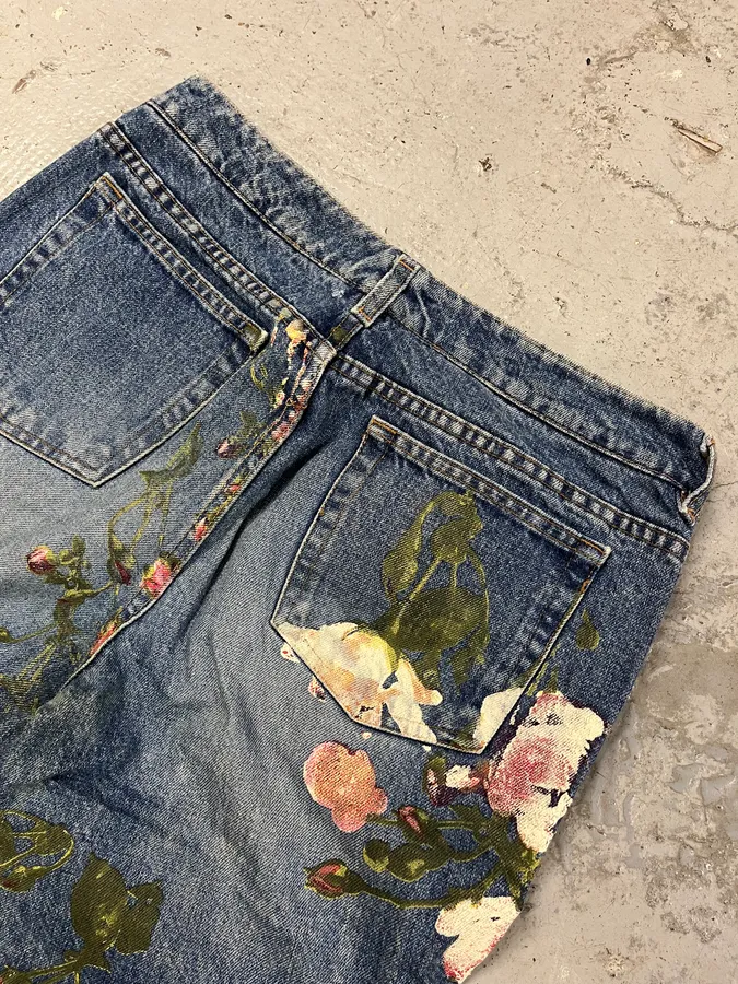 FW1999 Roberto Cavalli Blue Flowers Denim Jeans - Image 8
