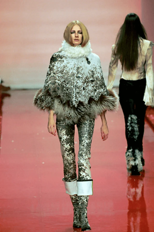 FW1999 Roberto Cavalli Brown Fury Movement Cow Print Pants - Image 2