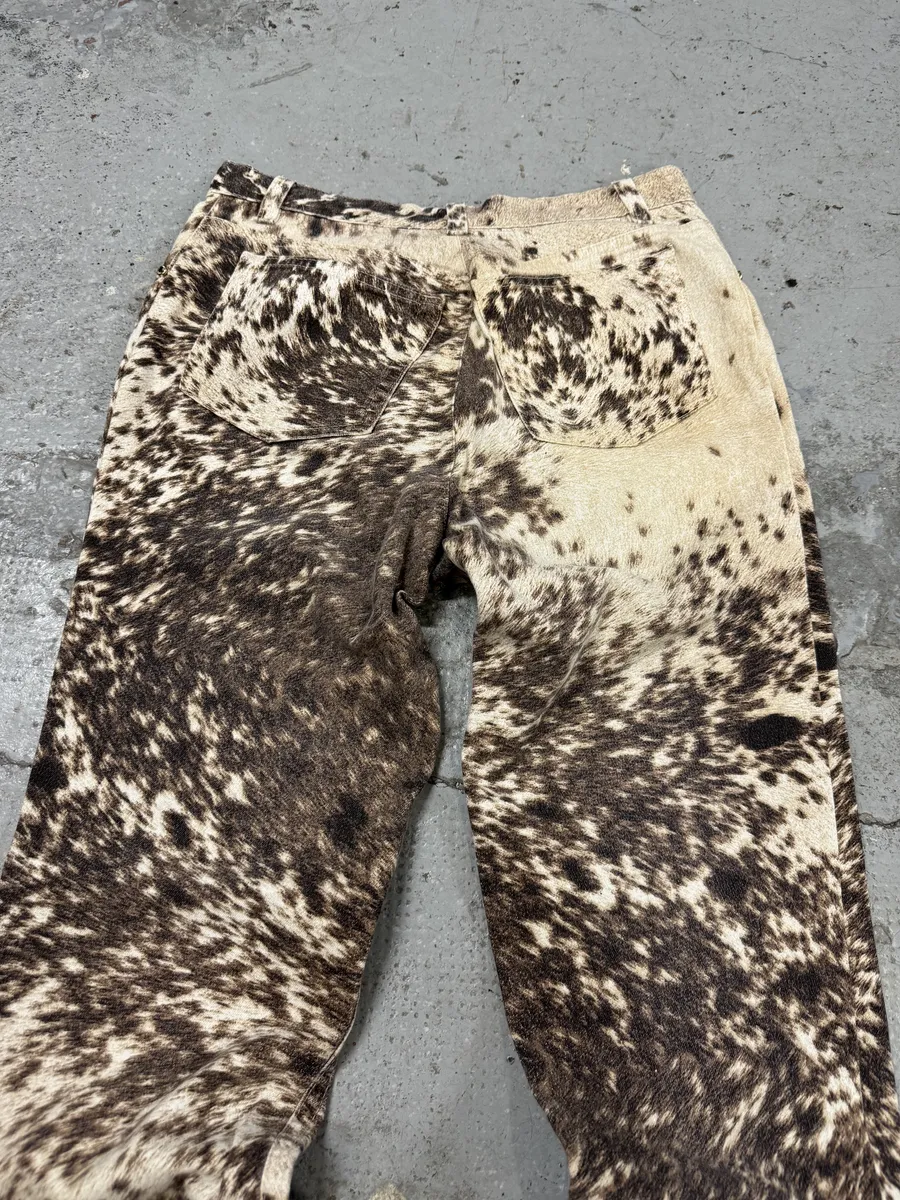 FW1999 Roberto Cavalli Brown Fury Movement Cow Print Pants - Image 5