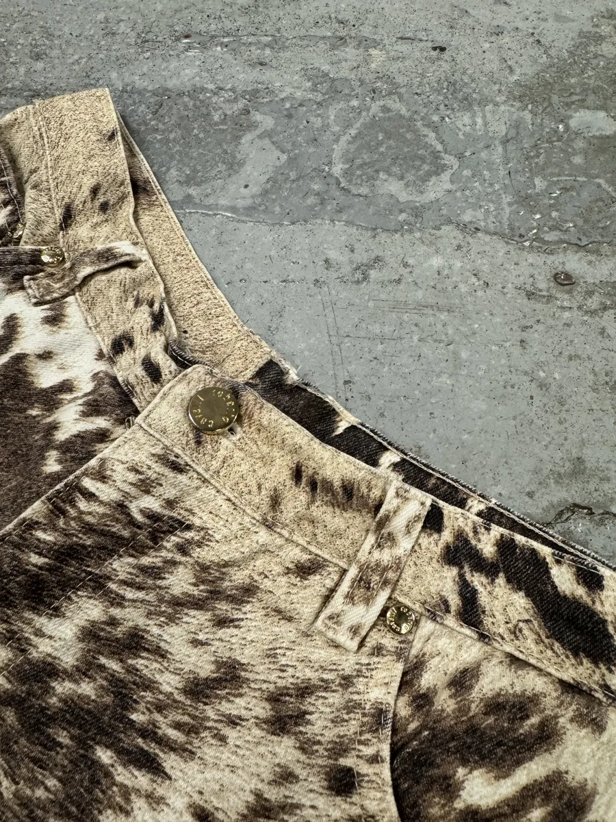 FW1999 Roberto Cavalli Brown Fury Movement Cow Print Pants - Image 7