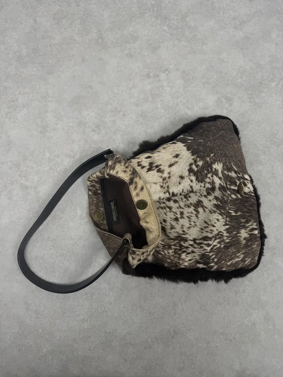 FW1999 Roberto Cavalli Brown & White Movement Fur Bag - Image 7