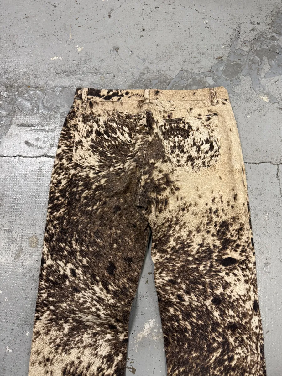 FW1999 Roberto Cavalli Cow Print Movement Effect Brown & Beige Pants - Image 7