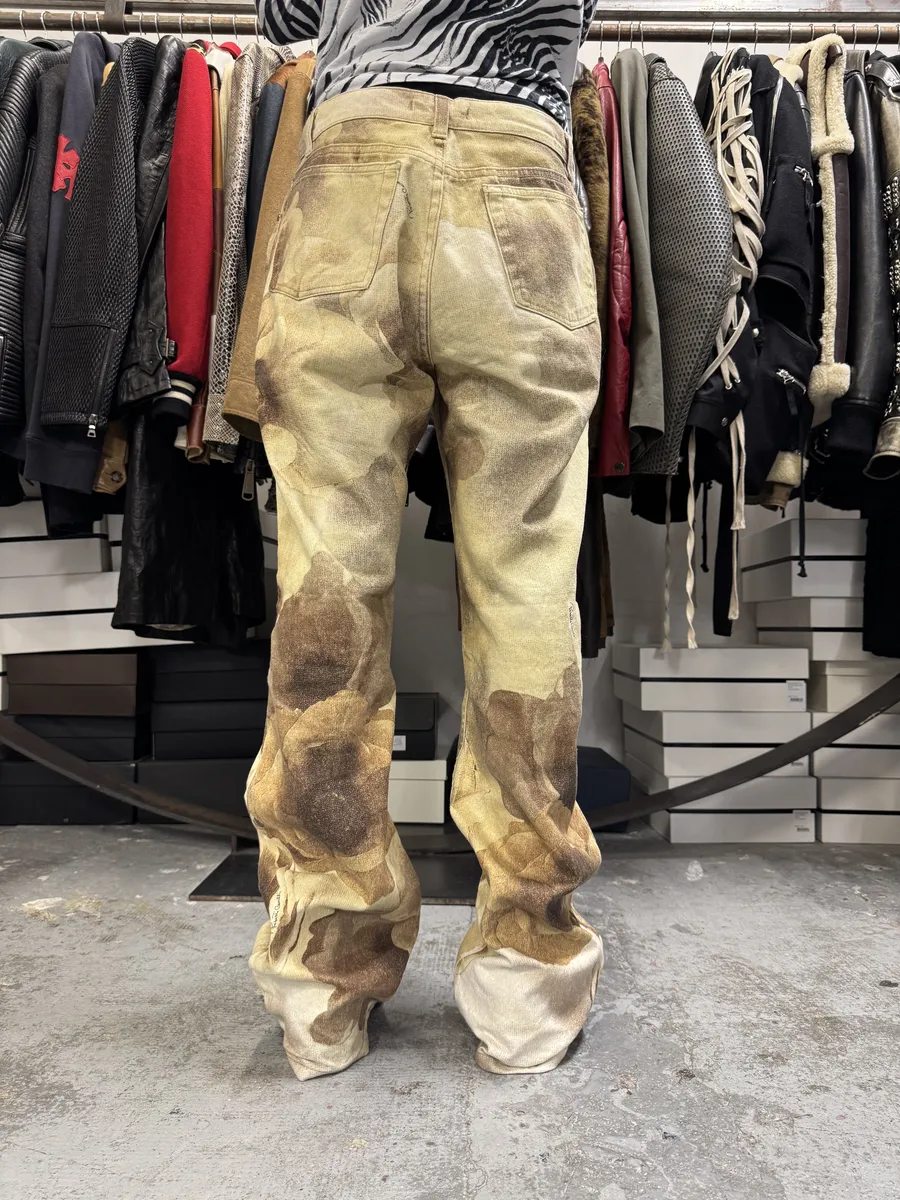 FW1999 Roberto Cavalli Creamy Beige Flowers Nature Pants - Image 5