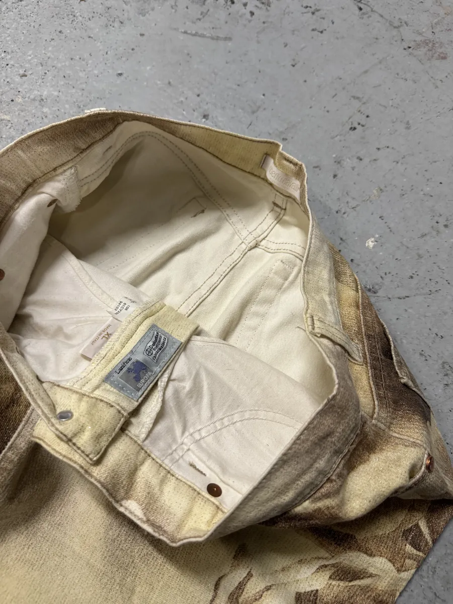 FW1999 Roberto Cavalli Creamy Beige Flowers Nature Pants - Image 8