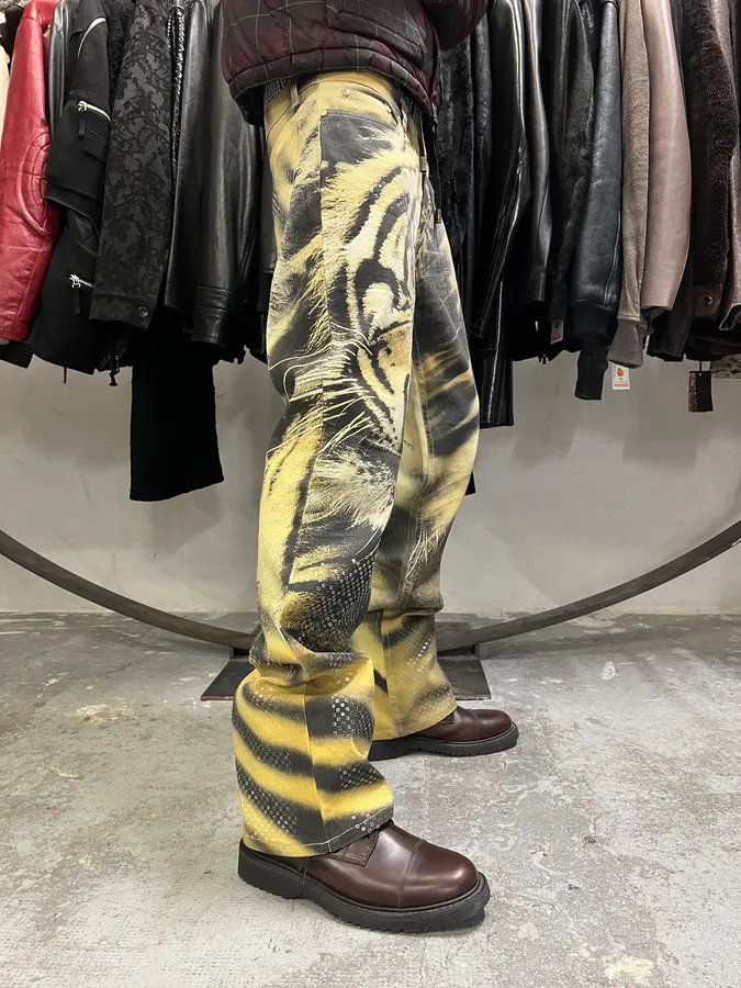 FW2000 Cavalli Yellow Savage Tiger Pants - Image 3