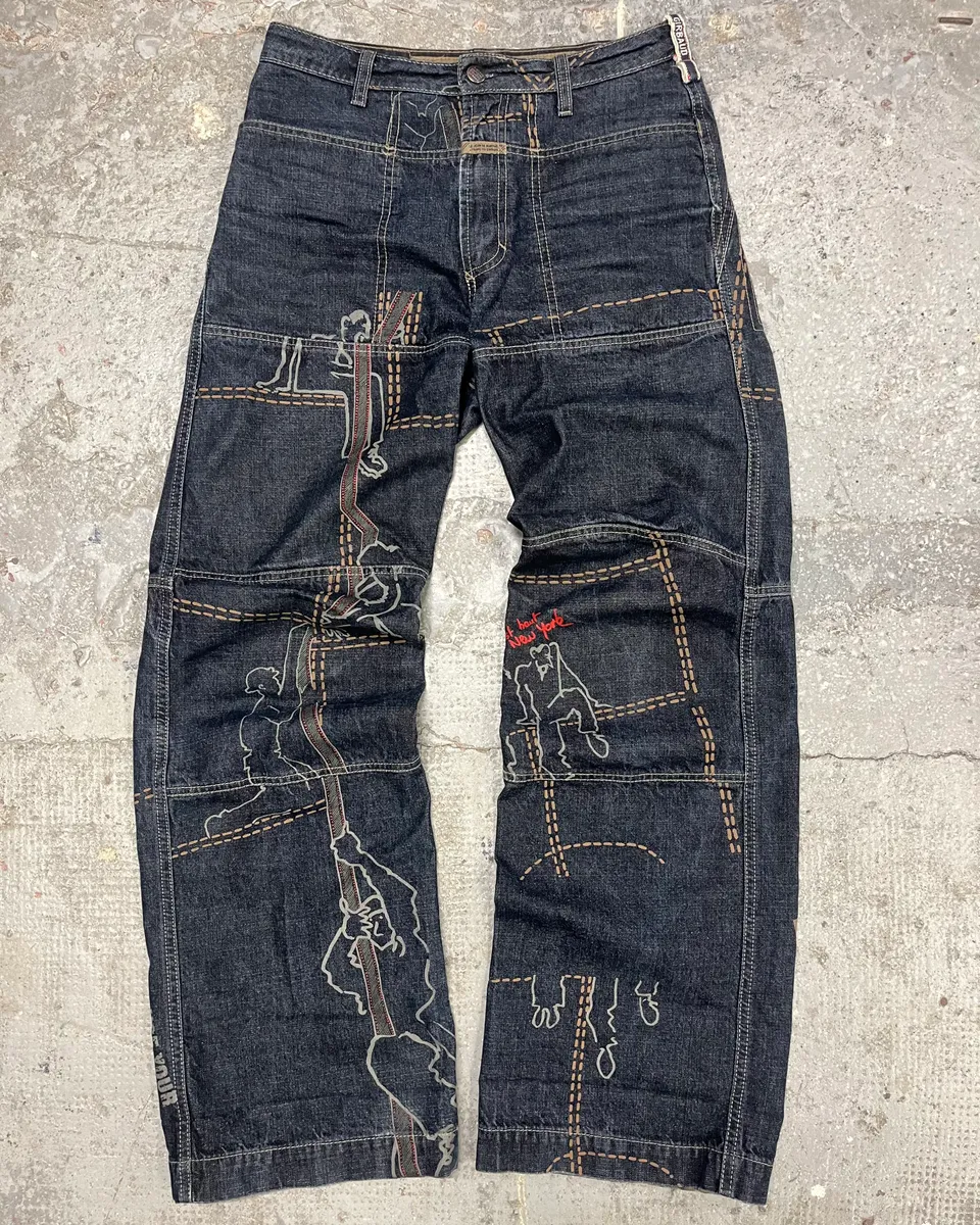 FW2000 Marithé + François Girbaud Embroidered Large Relaxed Jeans