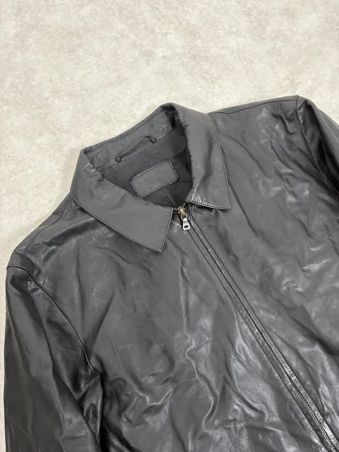 FW2000 Prada Black Minimalist Leather Jacket - Image 5