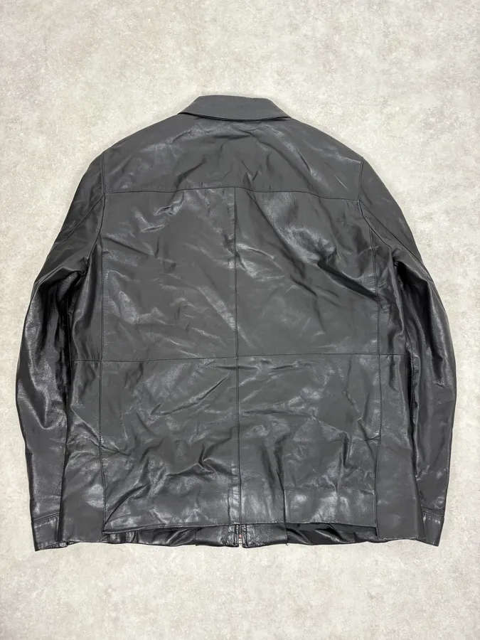 FW2000 Prada Black Minimalist Leather Jacket - Image 6
