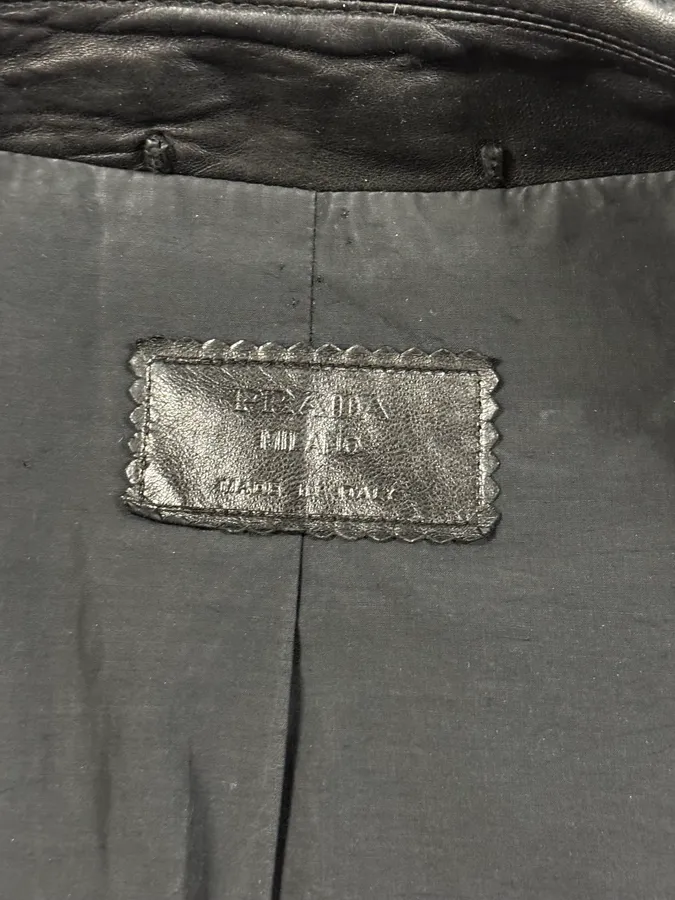 FW2000 Prada Black Minimalist Leather Jacket - Image 9