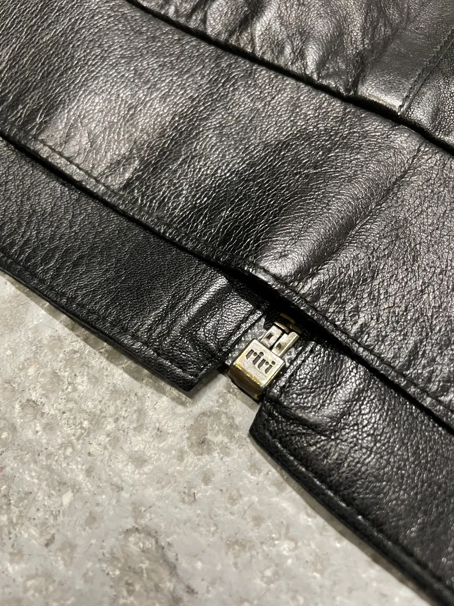 FW2000 Prada Black Pure Leather Jacket - Image 9
