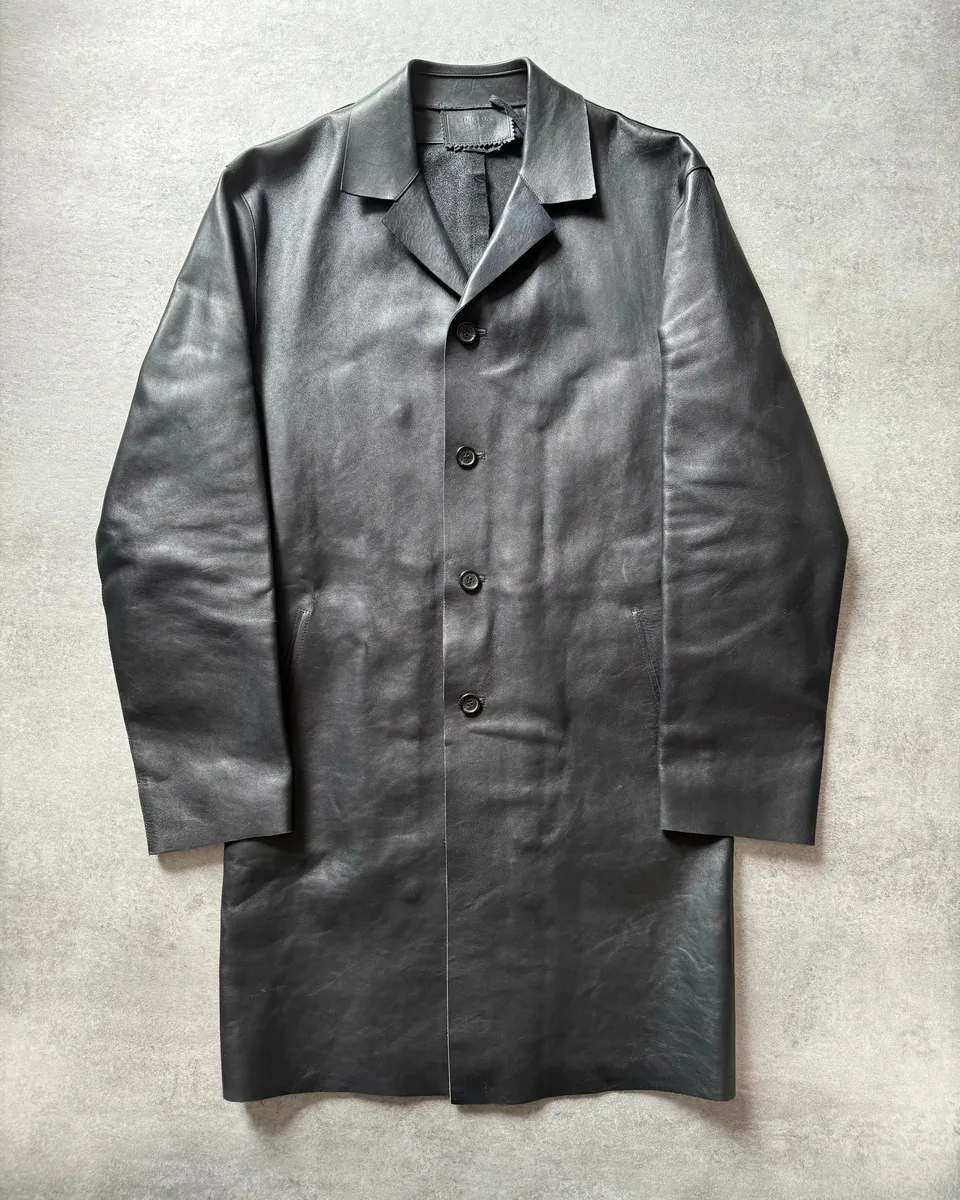 FW2000 Prada Black Pure Trench Leather Jacket