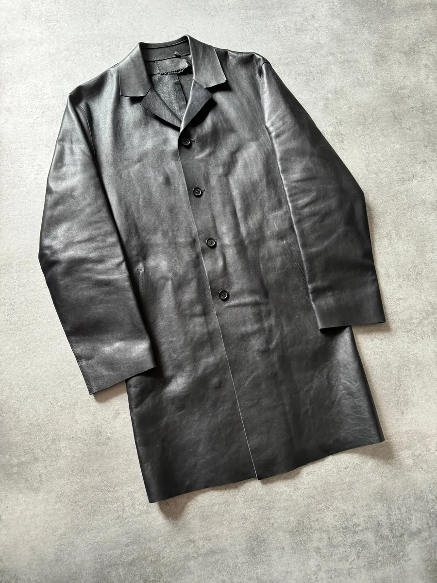 FW2000 Prada Black Pure Trench Leather Jacket - Image 2
