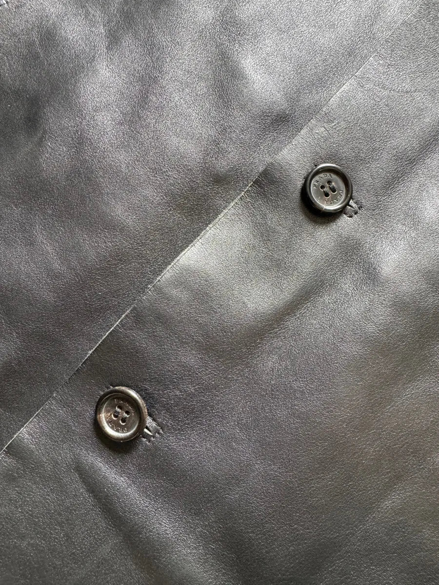 FW2000 Prada Black Pure Trench Leather Jacket - Image 5