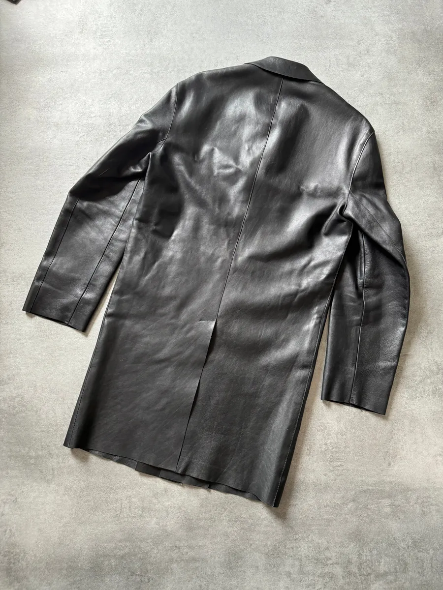 FW2000 Prada Black Pure Trench Leather Jacket - Image 6