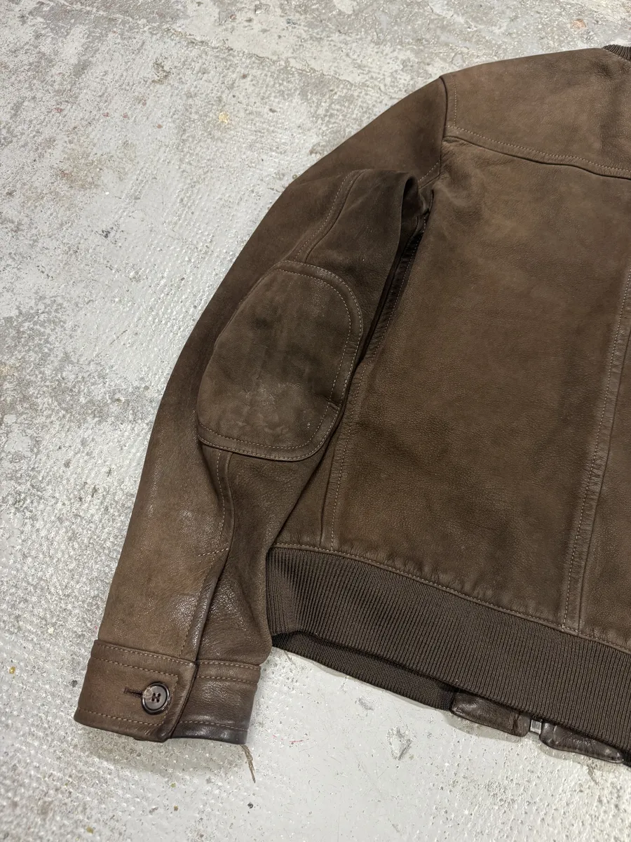 FW2000 Prada Brown Eroded Leather Jacket - Image 10