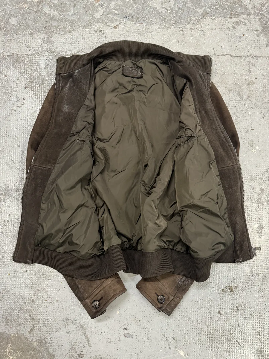 FW2000 Prada Brown Eroded Leather Jacket - Image 9