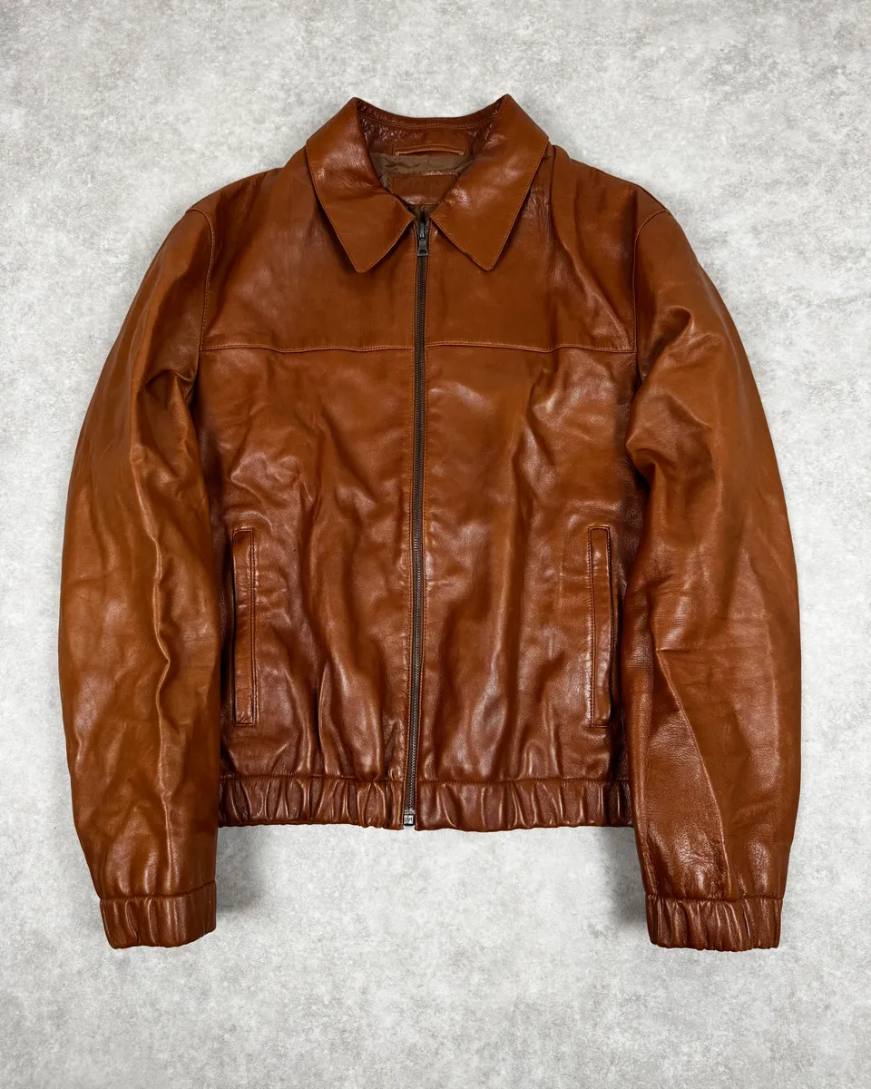 FW2000 Prada Brown Minimalist Leather Jacket