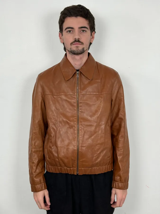FW2000 Prada Brown Minimalist Leather Jacket - Image 2