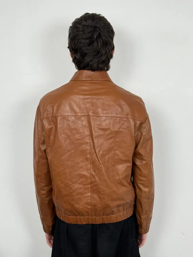 FW2000 Prada Brown Minimalist Leather Jacket - Image 3