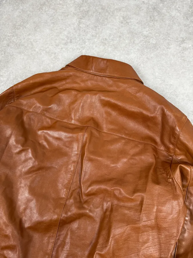 FW2000 Prada Brown Minimalist Leather Jacket - Image 6