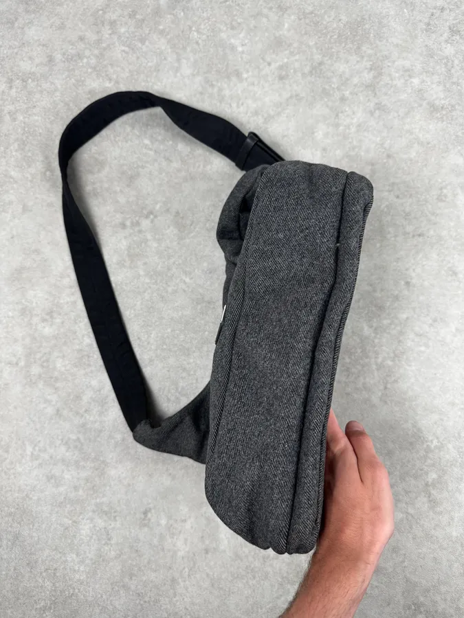 FW2000 Prada Grey Wool Technical Wool Crossbody Bag - Image 10