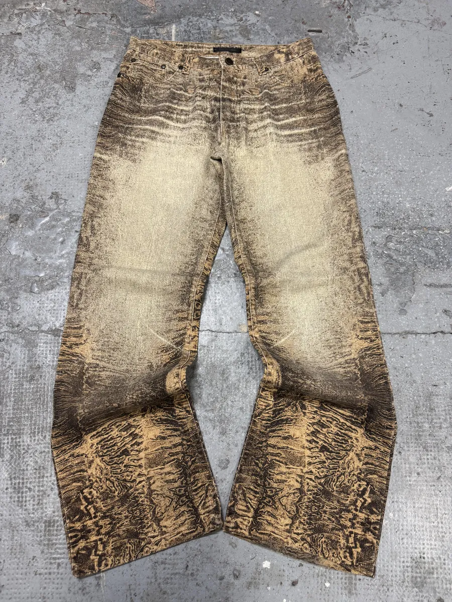 FW2000 Roberto Cavalli Beige Eroded Marble Pants