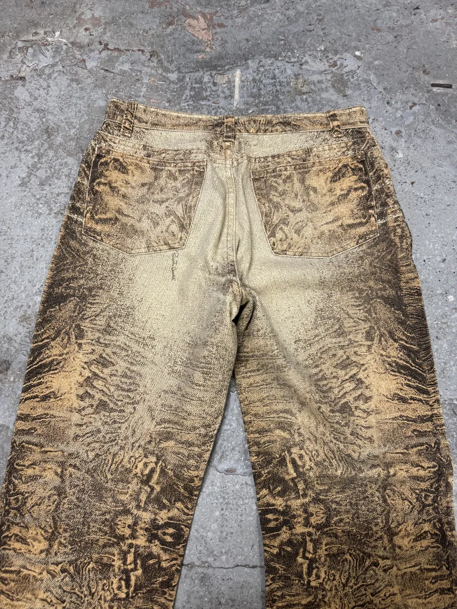 FW2000 Roberto Cavalli Beige Eroded Marble Pants - Image 11